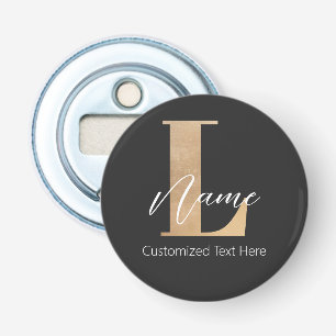 Modern Monogrammed Initial L & Name Personalised Bottle Opener