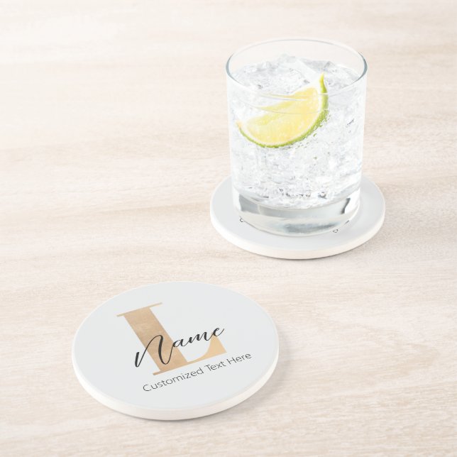 Modern Monogrammed Initial L & Name Personalised Coaster (Side)