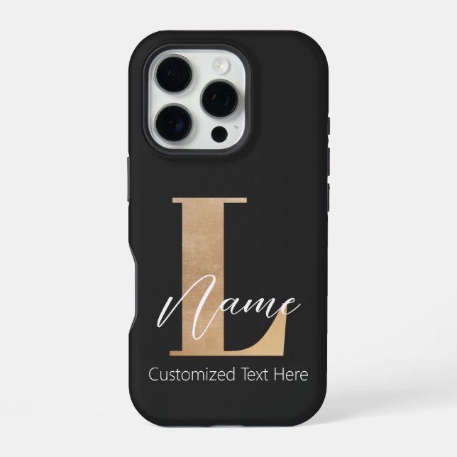 Modern Monogrammed Initial L & Name Personalised iPhone Case (Back)