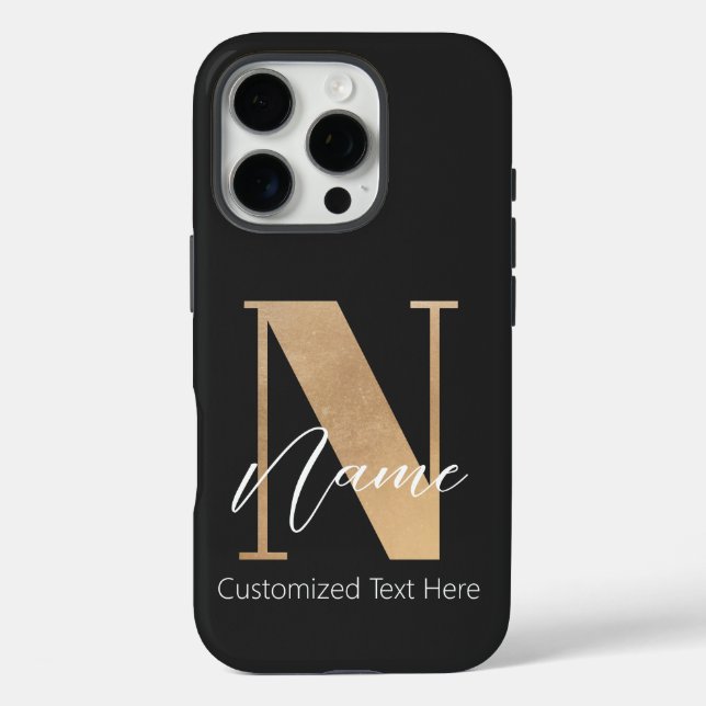 Modern Monogrammed Initial N & Name Personalised Case-Mate iPhone Case (Back)