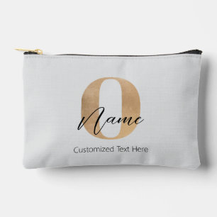 Modern Monogrammed Initial O & Name Personalised Accessory Pouch