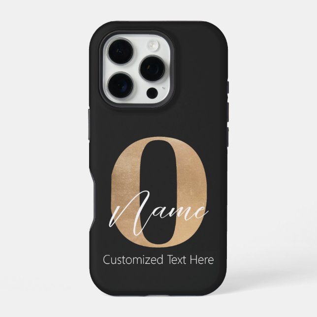 Modern Monogrammed Initial O & Name Personalised iPhone Case (Back)