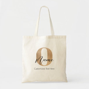 Modern Monogrammed Initial O & Name Personalised Tote Bag