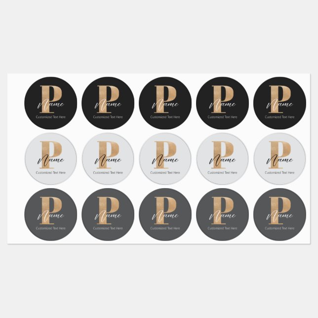 Modern Monogrammed Initial P & Name Personalised (Sheet)