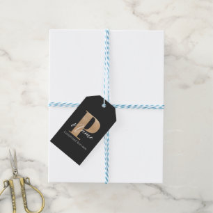 Modern Monogrammed Initial P & Name Personalised Gift Tags