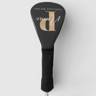 Modern Monogrammed Initial P & Name Personalised Golf Head Cover