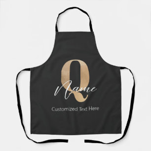 Modern Monogrammed Initial Q & Name Personalised Apron