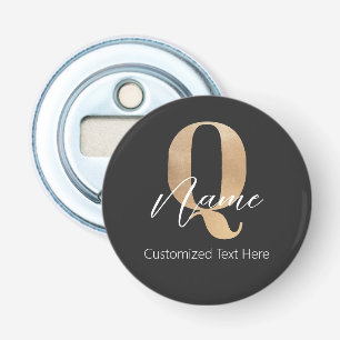 Modern Monogrammed Initial Q & Name Personalised Bottle Opener