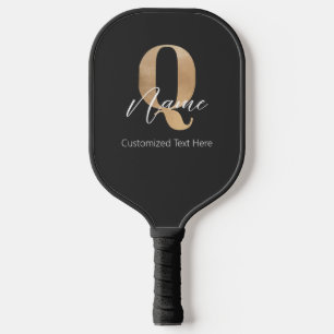 Modern Monogrammed Initial Q & Name Personalised Pickleball Paddle
