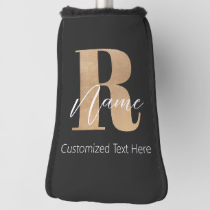Modern Monogrammed Initial R & Name Personalised Golf Head Cover
