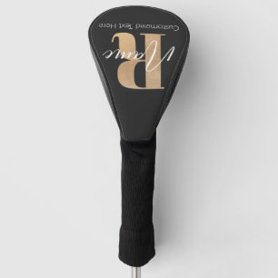 Modern Monogrammed Initial R & Name Personalised Golf Head Cover
