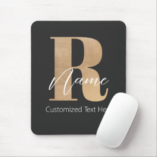 Modern Monogrammed Initial R & Name Personalised Mouse Pad