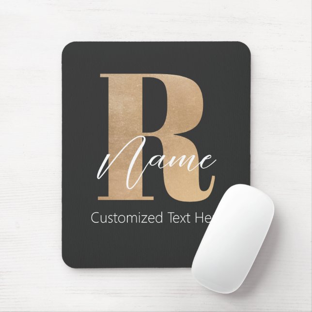 Modern Monogrammed Initial R & Name Personalised Mouse Pad (With Mouse)