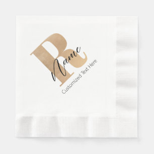 Modern Monogrammed Initial R & Name Personalised Napkin