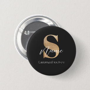Modern Monogrammed Initial S & Name Personalised 6 Cm Round Badge