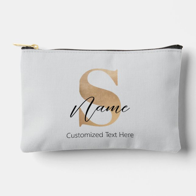 Modern Monogrammed Initial S & Name Personalised Accessory Pouch (Front)