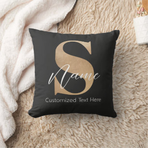 Modern Monogrammed Initial S & Name Personalised Cushion