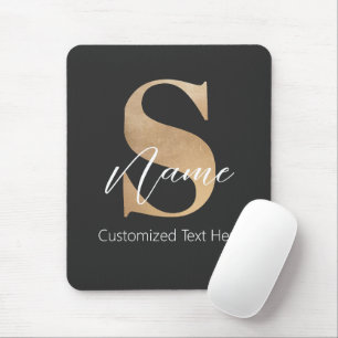 Modern Monogrammed Initial S & Name Personalised Mouse Pad
