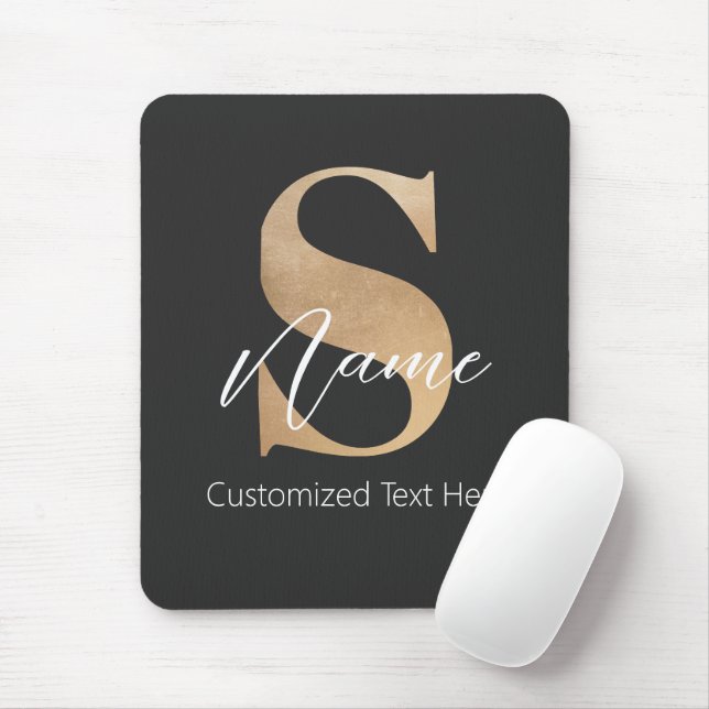 Modern Monogrammed Initial S & Name Personalised Mouse Pad (With Mouse)