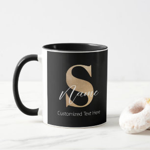 Modern Monogrammed Initial S & Name Personalised Mug