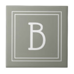 Modern Monogrammed Initial Sage Green White Simple Tile<br><div class="desc">Modern & Stylish personalised monogram added to decorative chic simple updated design in trendy sage green and white. Great gift idea! Easily customise with design tool to make it your own! Contact me at beachpausedesigns@gmail.com if you need help or have questions with this or any of our designs. Other design...</div>