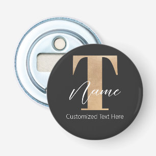 Modern Monogrammed Initial T & Name Personalised Bottle Opener