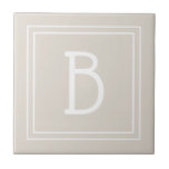 Modern Monogrammed Initial Template Tan Brown  Tile<br><div class="desc">Design features a modern, stylish personalised monogrammed initial in a chic minimalist simple double frame in tan and white. Easily customise with easy to use template to make it your own! Contact me at beachpausedesigns@gmail.com if you need help or have questions with this or any of our designs. Other design...</div>