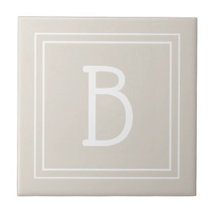 Modern Monogrammed Initial Template Tan Brown Tile