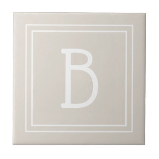 Modern Monogrammed Initial Template Tan Brown Tile