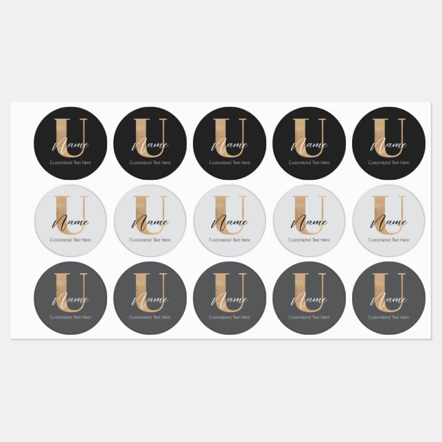 Modern Monogrammed Initial U & Name Personalised (Sheet)
