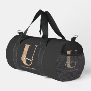 Modern Monogrammed Initial U & Name Personalised Duffle Bag
