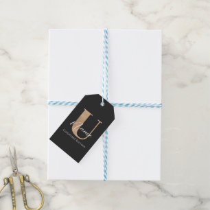 Modern Monogrammed Initial U & Name Personalised Gift Tags