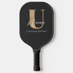 Modern Monogrammed Initial U & Name Personalised Pickleball Paddle