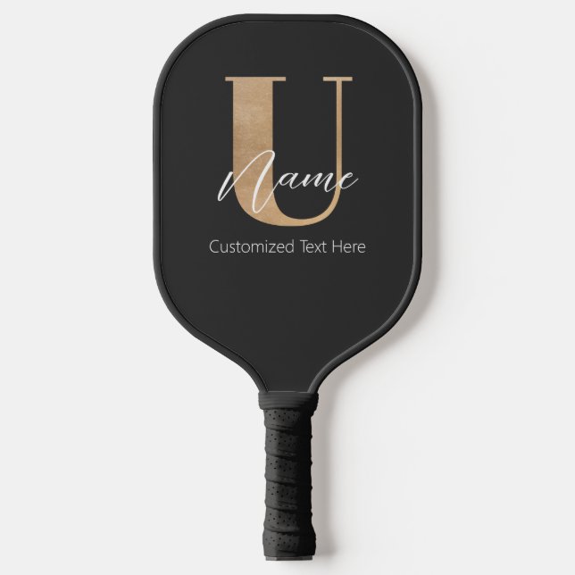Modern Monogrammed Initial U & Name Personalised Pickleball Paddle (Front)