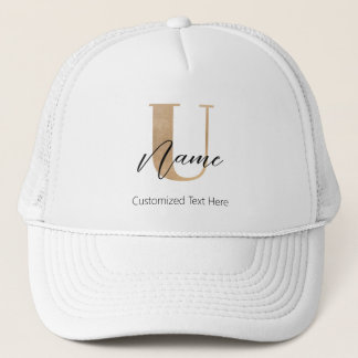 Modern Monogrammed Initial U & Name Personalised Trucker Hat