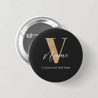 Modern Monogrammed Initial V & Name Personalized 6 Cm Round Badge