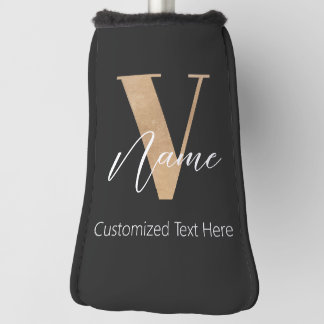 Modern Monogrammed Initial V & Name Personalized Golf Head Cover