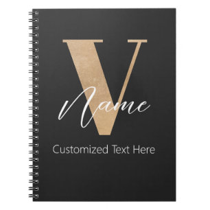 Modern Monogrammed Initial V & Name Personalized Notebook