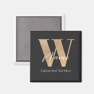 Modern Monogrammed Initial W & Name Personal Magnet