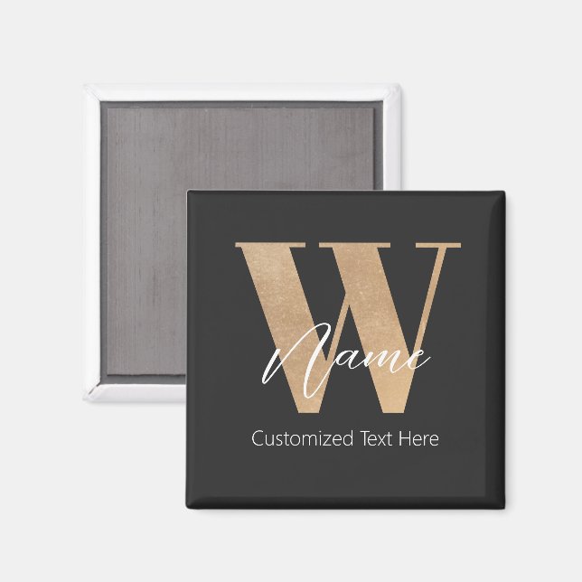 Modern Monogrammed Initial W & Name Personal Magnet (Front/Back)