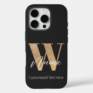 Modern Monogrammed Initial W & Name Personalized iPhone 16 Pro Case