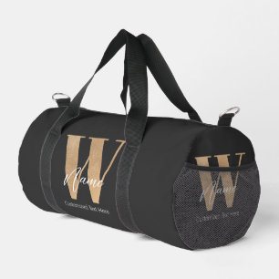 Modern Monogrammed Initial W & Name Personalized Duffle Bag