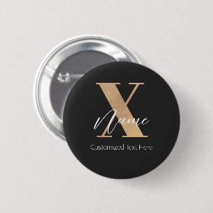 Modern Monogrammed Initial X & Name Personalized 6 Cm Round Badge