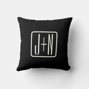 Modern Monogrammed Initials   Black & White Cushion