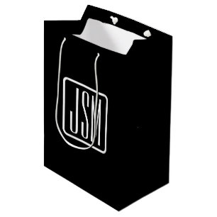Modern Monogrammed Initials Black & White Medium Gift Bag