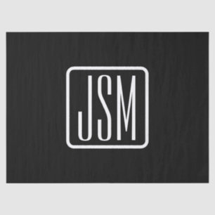 Modern Monogrammed Initials   Black & White Tissue Paper