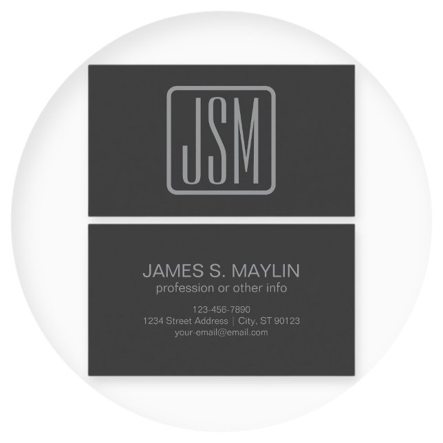 Modern Monogrammed Initials | Dark Grey Business Card (Creator Uploaded)