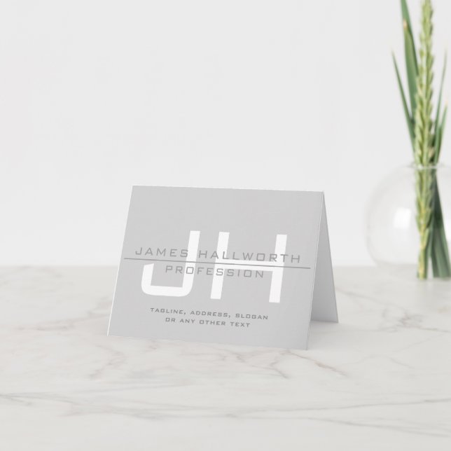 Modern Monogrammed Initials (or other text) Grey Card (Front)