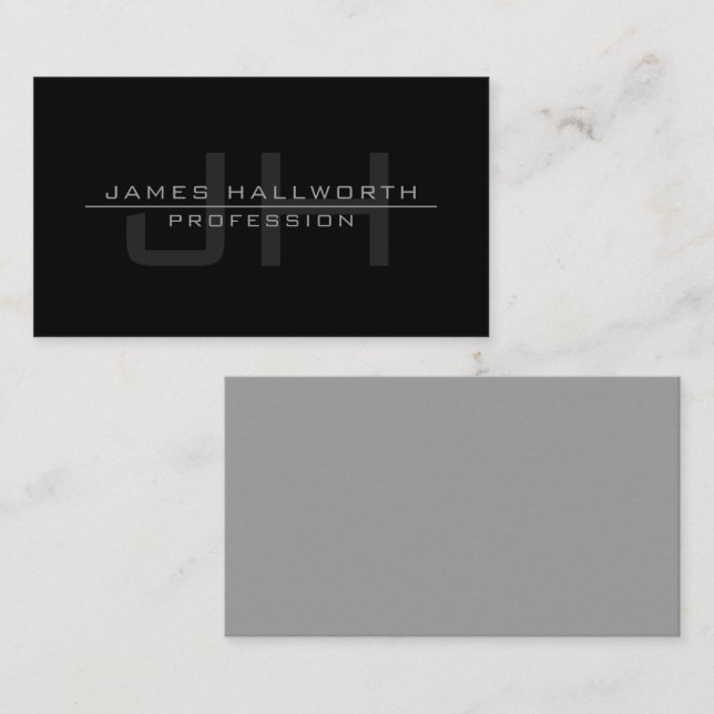 Modern Monogrammed Initials (or other text) Grey Card (Front/Back)
