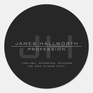 Modern Monogrammed Initials (or other text) Grey Classic Round Sticker